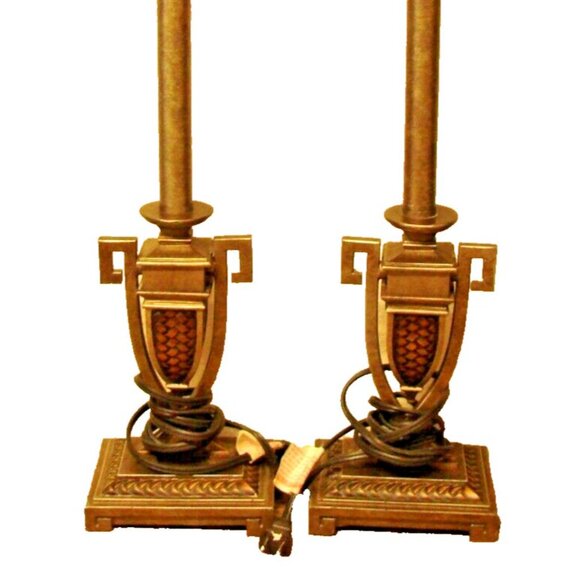 Set of 2 Brass Braided Pendulum Bottom Swing Table Lamps Camilles Collection Vtg - Picture 2 of 13